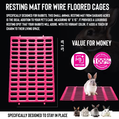 Saguaro Acres Rabbit and Small Animal Cage Resting Mat with 2 Coop Cups for Food and Water (Pink)