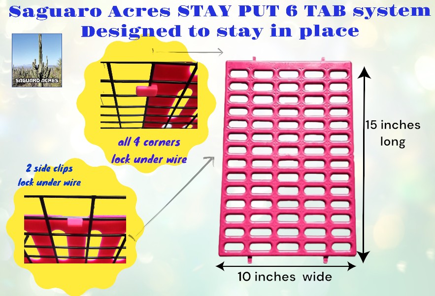 Saguaro Acres Rabbit and Small Animal Cage Resting Mat with 2 Coop Cups for Food and Water (Pink)