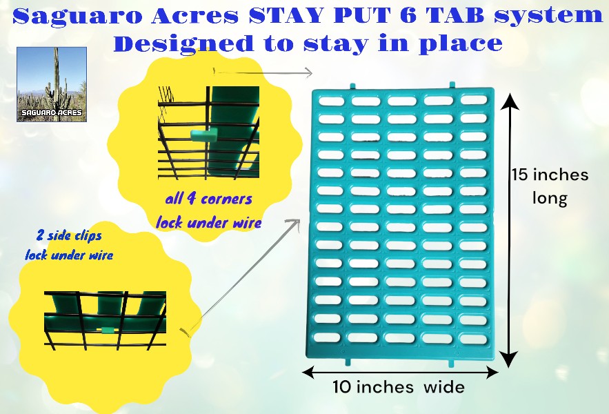 Saguaro Acres Rabbit & Small Animal Cage Resting Mat with 2 Coop Cups for Food & Water (Teal)