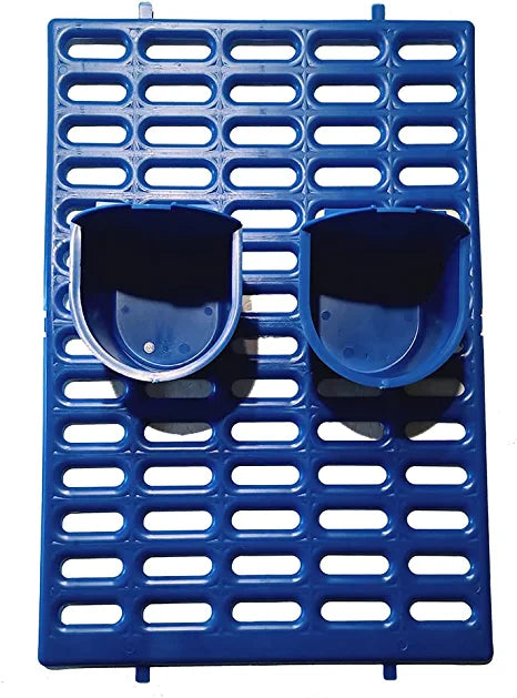Saguaro Acres Rabbit & Small Animal Cage Resting Mat with 2 Coop Cups for Food & Water (Blue)